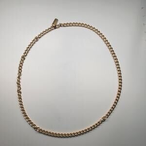 Vintage Gold Tone Curb Chain Necklace 20 Inch Heavy Link Statement Jewelry 1980s